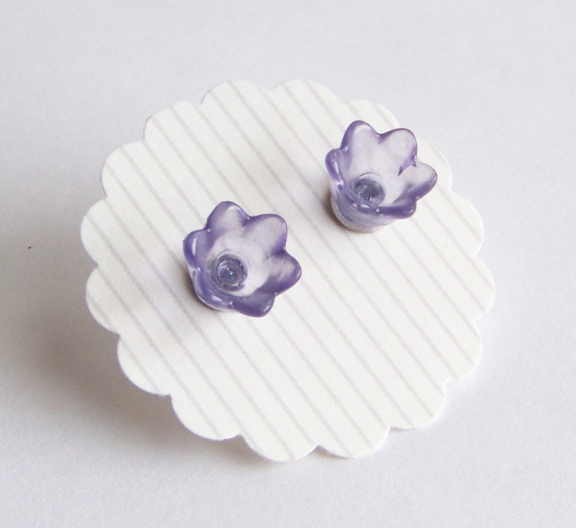 Mini Tulips - Shabby Chic Earrings - Purple