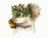 Dionysus - Squirrel Art - Holiday sale -marked down 15%...cyber monday etsy...black friday etsy