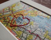 I Heart New York - embroiderd vintage map