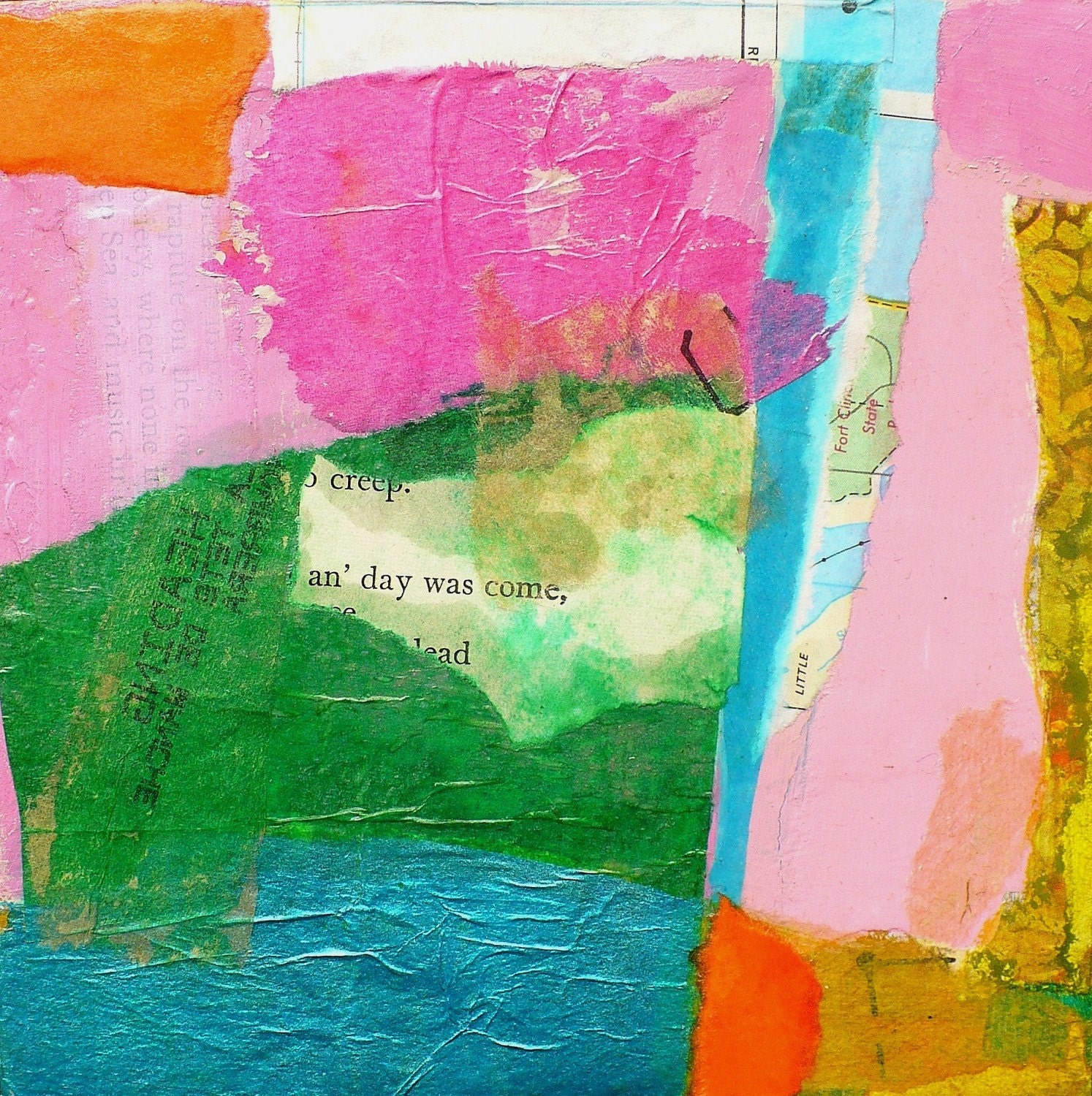Original Abstract Mixed Media Collage Day was Come