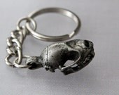 Ancient Silver Metal Bat Skull Key Chain