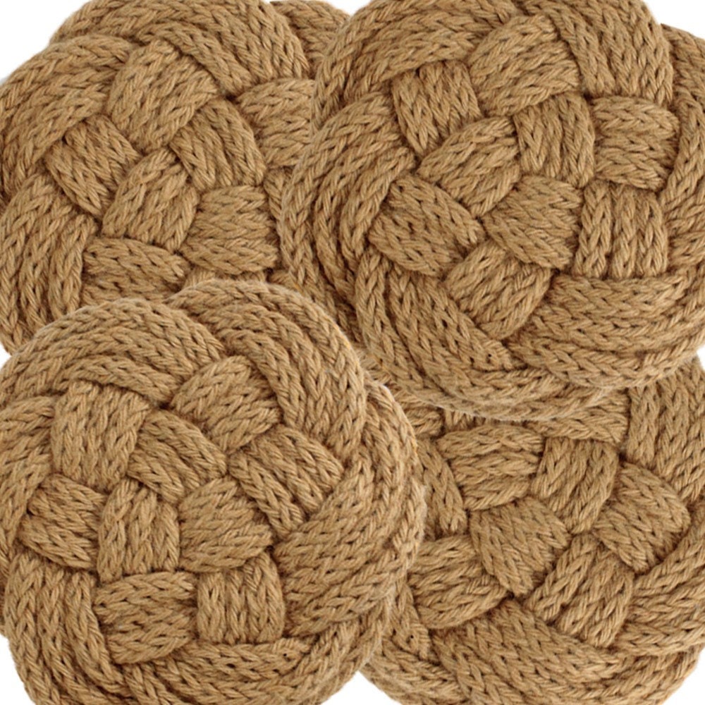 EcoCessory Organic Cotton Nautical Coaster - Mocha - Set of 4