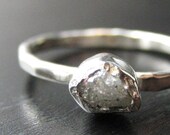 Rough Diamond and Tiny Cut Diamond Ring