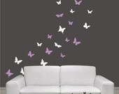 Butterflies Set of 24, 2 colors, Vinyl wall decals, living room, nursery, kids & teens room, removable decals stickers