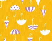 Japanese Fabric: Deco Umbrellas on Yellow - Half Yard
