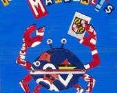 Customize your Crabs are Crazzzy - Red White Blue - Recycled Vintage License Plate Art - Salvaged Wood - Upcycled Artwork
