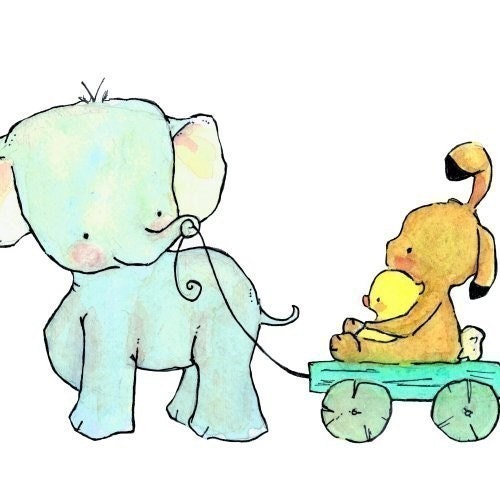 Children's Art -- Keep Rolling 5x7 -- Art Print