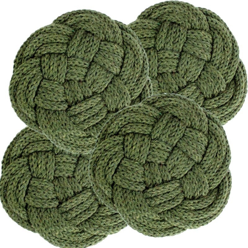 EcoCessory Organic Cotton Nautical Coaster - Forest Green - Set of 4