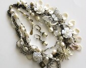 Butterfly Garden BREATHTAKING signed Couture assemblage statement necklace with lockets OOAK