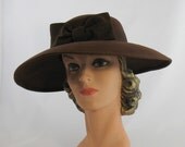 Vintage 1980s Bermona Trend London Brown Felt Wide-Brimmed Hat
