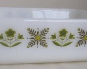 Fire King Meadow Green Pattern Casserole Dish