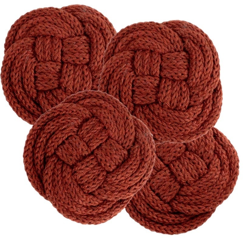 EcoCessory Organic Cotton Nautical Coaster - Cinnamon - Set of 4