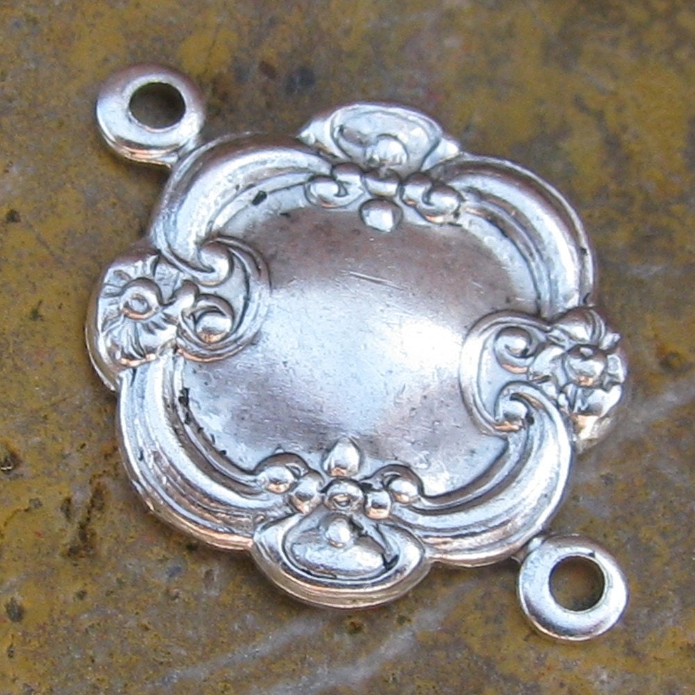 12 Antique Silver 2 Ring Connector Jewelry Findings 120