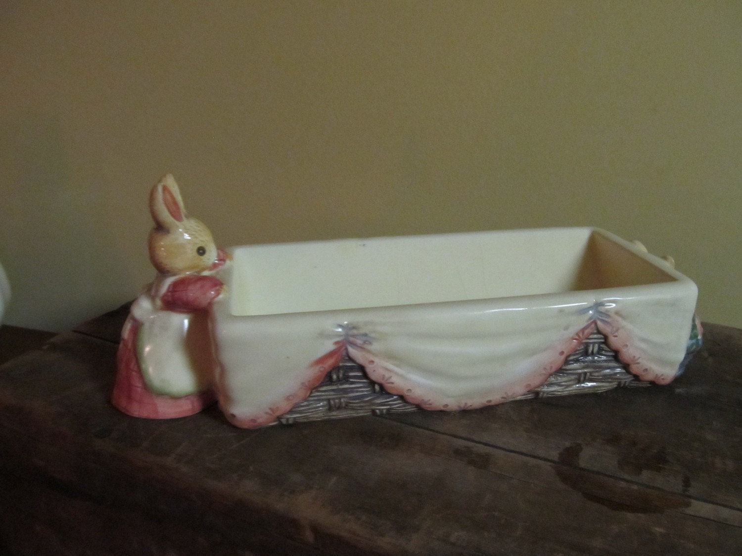 Vintage Cracker Dish with Rabbits