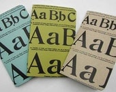 Set of 3 - Typographic Letterpress Printed Notebooks