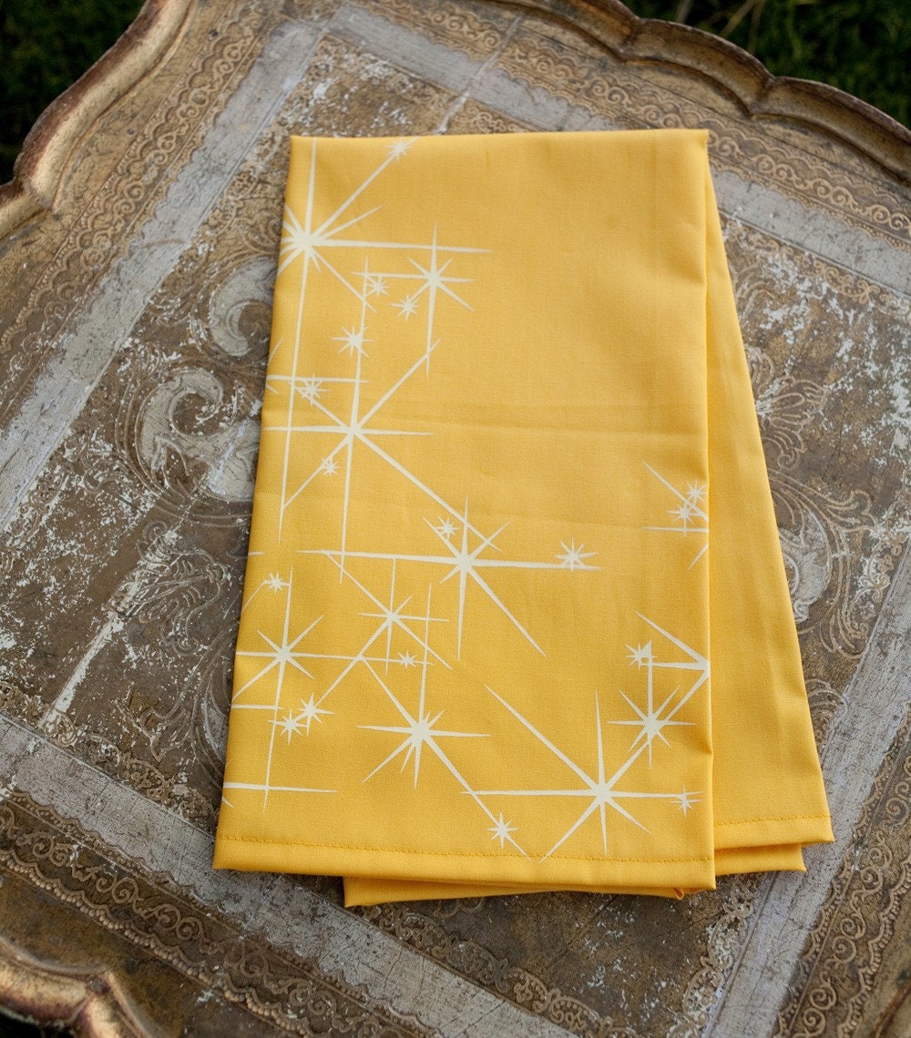 Stars . organic tea towel . marigold