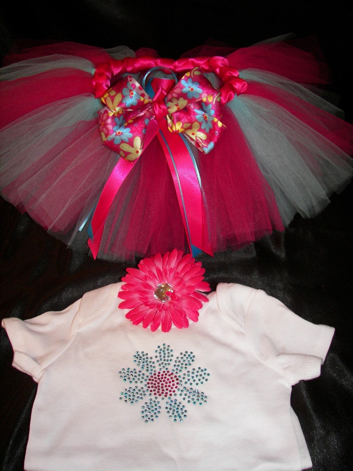 Spring Fling BLING Boutique Tutu Set--Full of vibrant colors--Free Flower Headband-