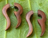 HUSNA organic wooden tribal earrings fake gauges