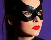 Black Catwoman Leather Mask with Little Cat Eats Masquerade Fetish Comic Con Cosplay Superhero Halloween Costume