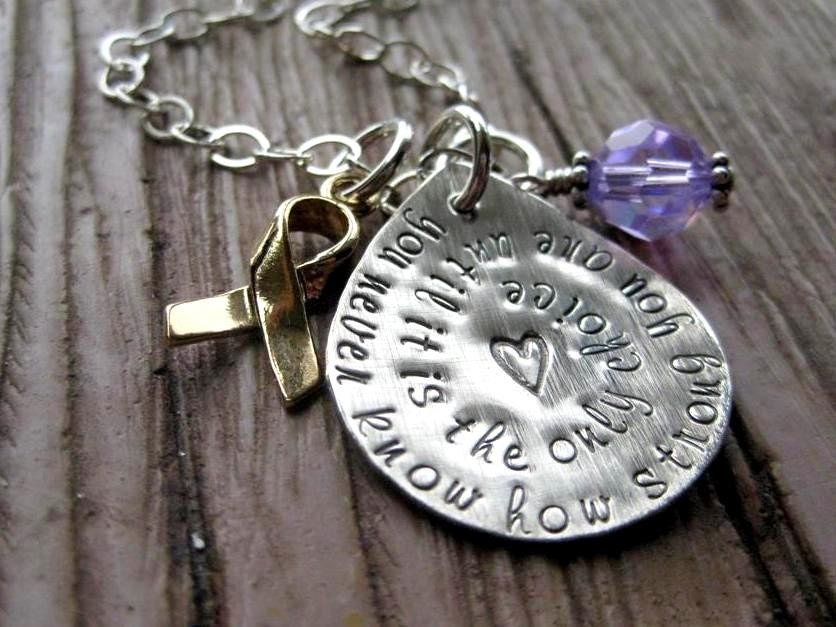 All Cancers Awareness Necklace Hand Stamped You Never Know How Strong You Are