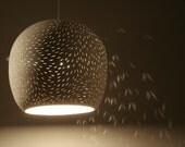 Pendant Lamp - 8.5" Claylight, Symmetrical, Line Pattern