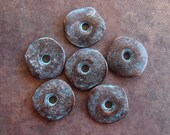 5 Greek Casting GREEN PATINA CORNFLAKE Beads