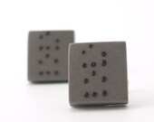 Personalized Jewelry For Men , Love Braille Porcelain Cufflinks, Gray and Black