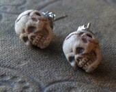 Death Glam Ceramic Grey Skull Studs
