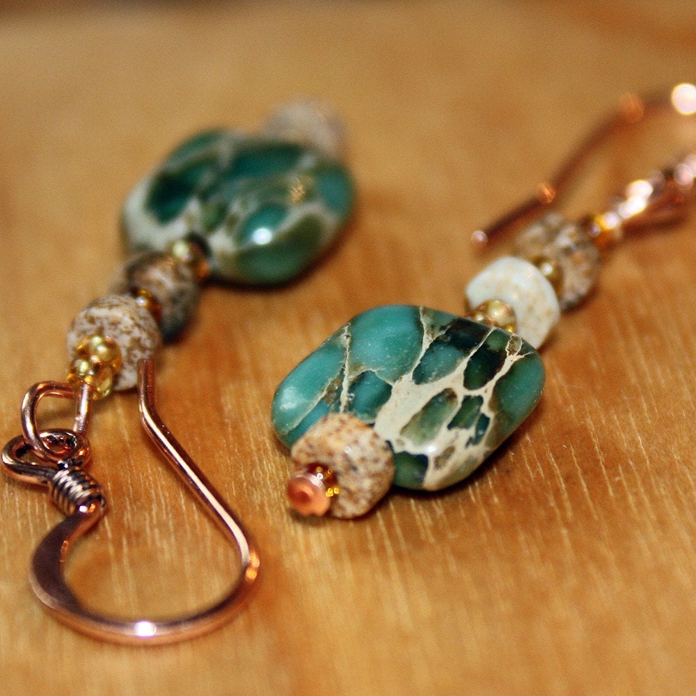 Aqua Terra Jasper Copper Earrings