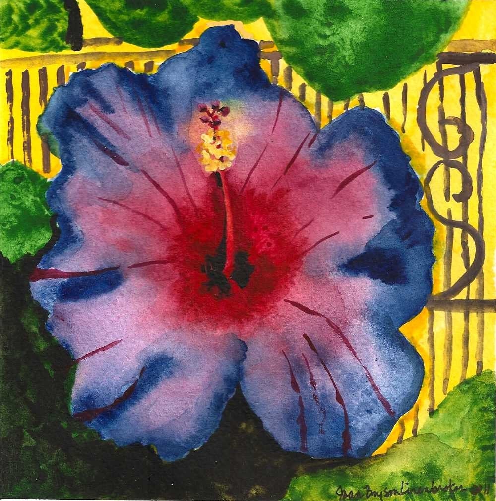 Patio Hibiscus - Original Watercolor