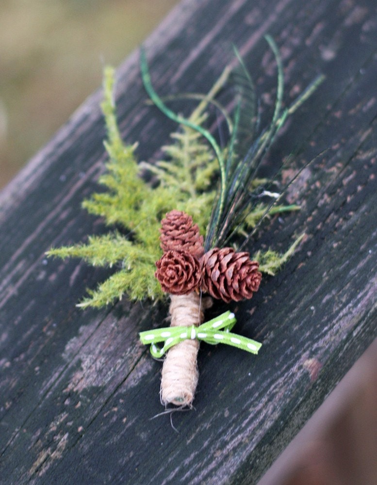Forrest -Woodland Rustic Boutonniere