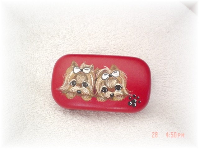 Hand Painted Yorkie Contact Lens Case or other Dog Breed