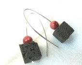 Piece of Cake - Lava Rock, Dyed Howlite and silver Earrings