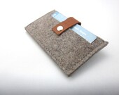 Wallet Credit card case- Retro- grey wool felt leather wallet Handmade and eco friendly for men and women. Excellent Gift idea