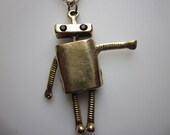 THE AWKWARD ROBOT Necklace. A Long Charm Necklace.