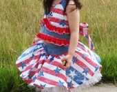 Pageant PATRIOTIC RWB Casual Wear 4 July Glitz custom 12m 2T 3T 4 5 6 7 8 9 10 America Pageant