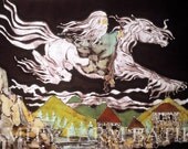 Gandalf and Shadowfax - print from original batik