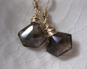 Smoky Quartz Gold Earrings