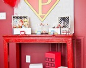 Vintage SUPER HERO Birthday Party - Printable Super Emblem for Signage