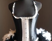 MADAME - Burlesque Corset Costume, Black White outfit dress