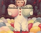 German Easter Reproduction Cotton Fabric Art Print 3.75X6" Applique