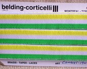 Vintage Elastic Trim Yellow White Green 1982