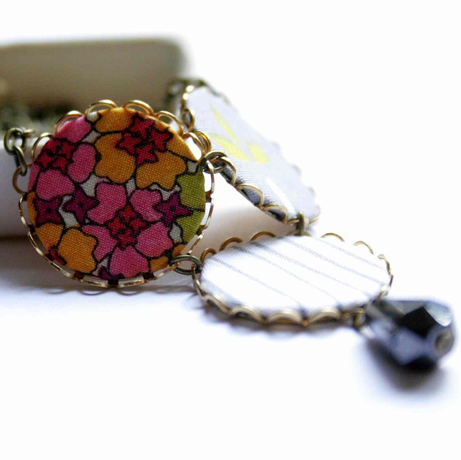 Pendant Necklace in Grey and Pink colors - Buds on the Tree - SALE