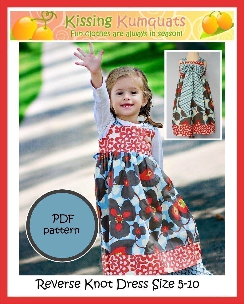 Kissing Kumquats Reverse Knot Dress PDF Sewing Pattern Size 5-10