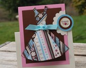 Pink and Brown Thank you dress card and envelope