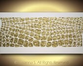 Original Large Abstract Contemporary Art on Canvas Thick Texture White Gold Painting Ready to Hang 48x24 MADE2ORDER