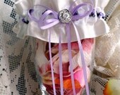 Light IvorySatin/Lavender Butterflies Garter-Spring Flight