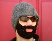 10 dollars off - dark gray bearded stocking hat - L/XL