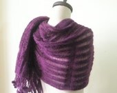 Purple Knit Shawl, Holiday Accessories, Shawl RECTANGLE, Spring Fashion, Knit Wrap,Handmade Knitting Scarf, Free Shipping,