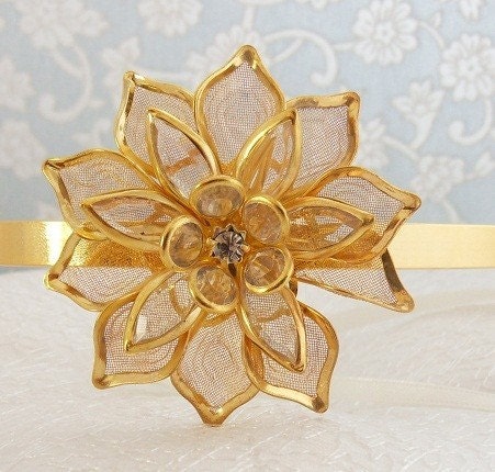 Golden Flower Headband on  Gold  Headband